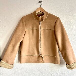 Faux Shearling lined brown coat